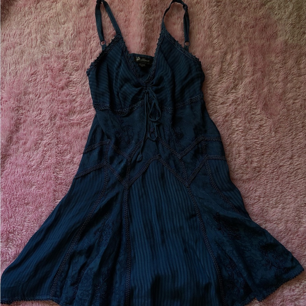 Navy Blue embroidered Fairy core dress Size: XL